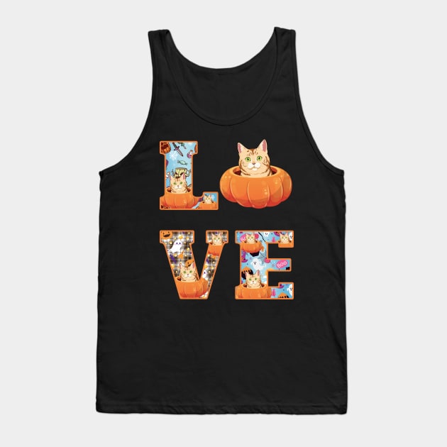 Cute Cat Pumpkin Halloween Costume Tank Top by Pelman